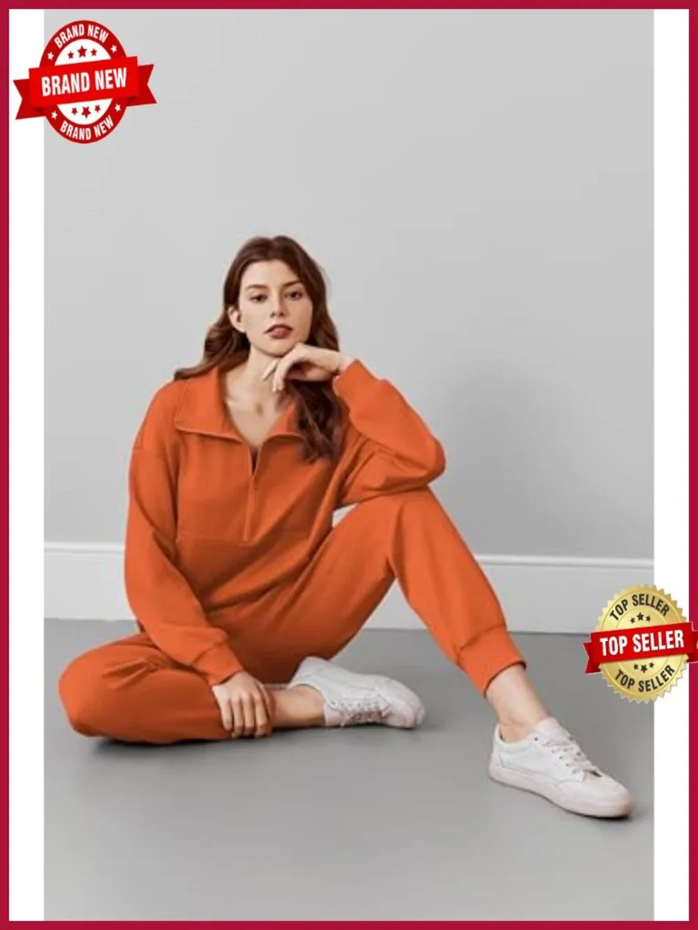 2 Piece Half Zip Tracksuit Set Women Long Sleeve Lounge Joggers Drawstring Pants